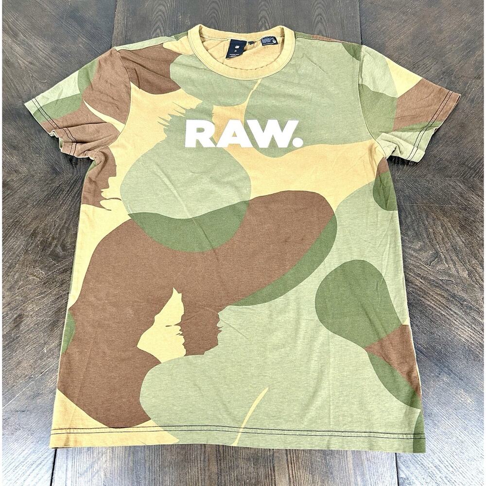 G-Star Raw Camo T-Shirt Women's M Military Short Sleeve Crew Neck White Logo
